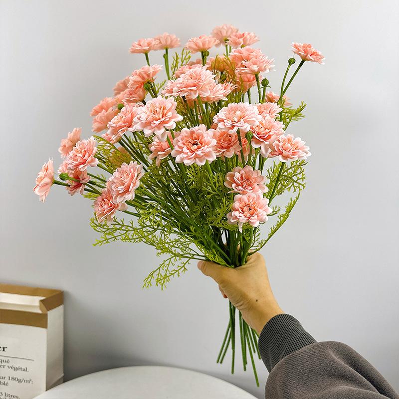 Artificial Silk Dahlia Chrysanthemum Flower Branch Home Living Room Table Decoration Wedding Floral Arrangement Material