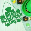 Happy St. Patrick's Day Hanging Sign Glitter Green Home Door Party Festival Wall Lucky Decoration Irish Clover Shamrock Dec N2T3