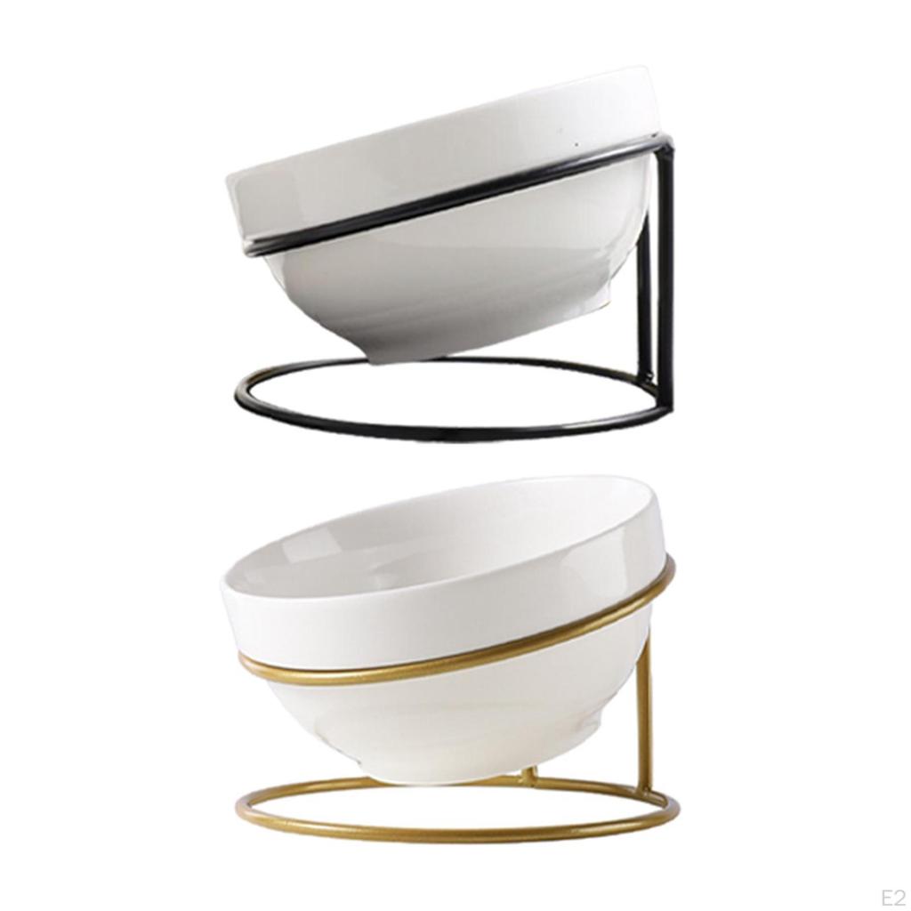 1 Set Tilting Pet Bowl Rack with Ceramic Protective for Home Kitchen