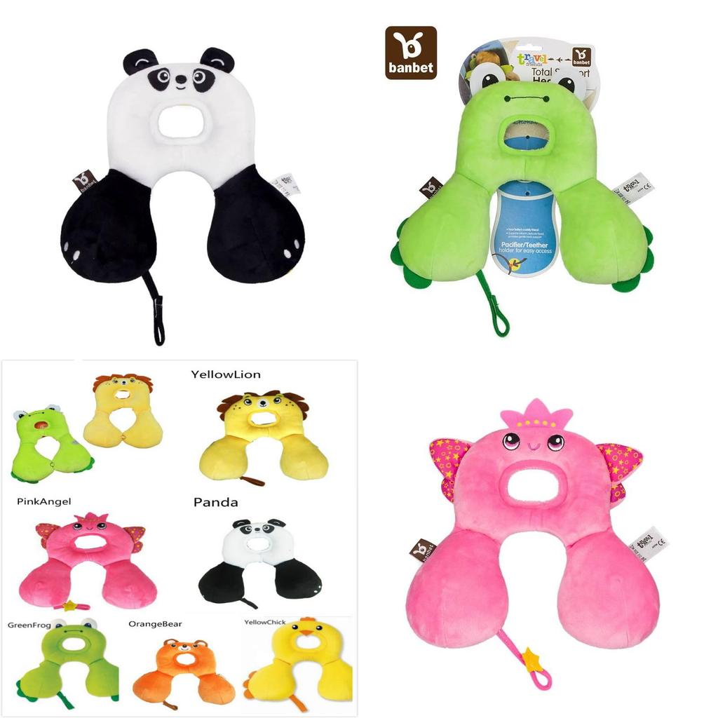 Baby Travel Pillow For Car Seats With Soft Polyester Filling And Cute Animal Prints