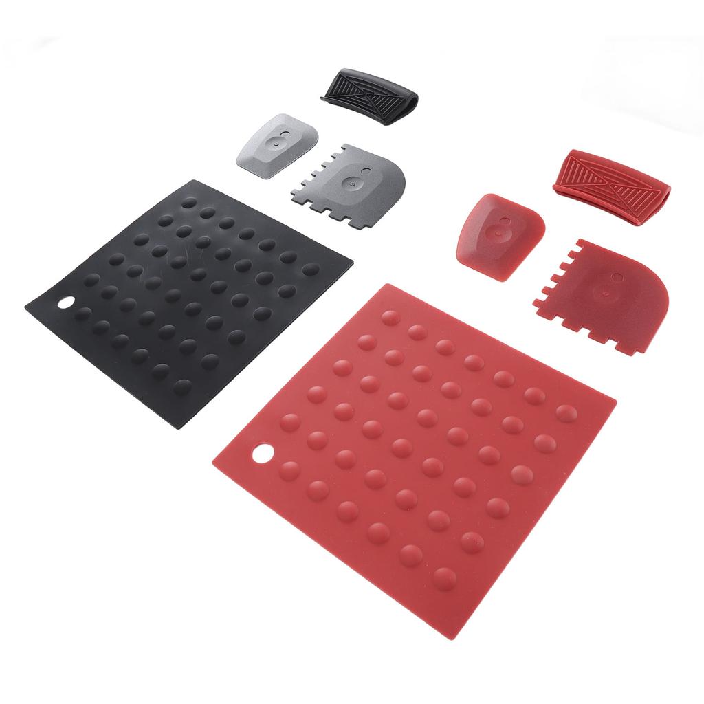 8pcs Silicone Hot Handle Holders Insulation Pad Set with Silicone Pan Scrapers Heat Resistant for