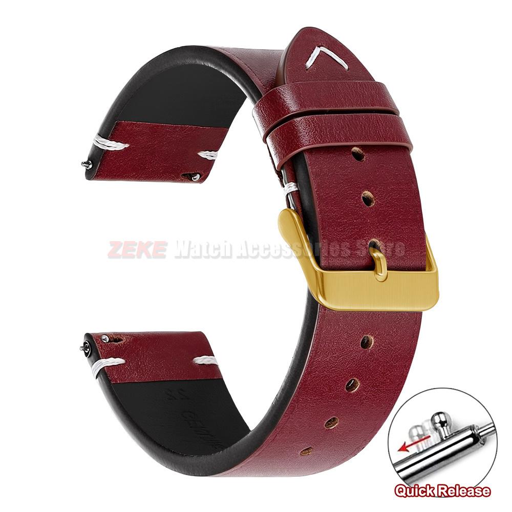 20mm 22mm for Omega Vintage Oil Wax Leather Watch Band 18mm 24mm Universal Stitching Cowhide Straps for Seiko Men Watch Bracelet