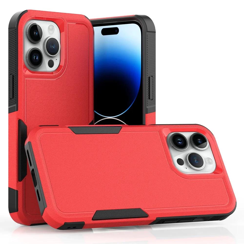 2IN1 PC+TPU Heavy Duty Rugged Armor Phone Case for IPhone 16 15 14 11 Pro Max Plus 13/12 XS/R 7/8 4/5G OTT Protector Cover Box
