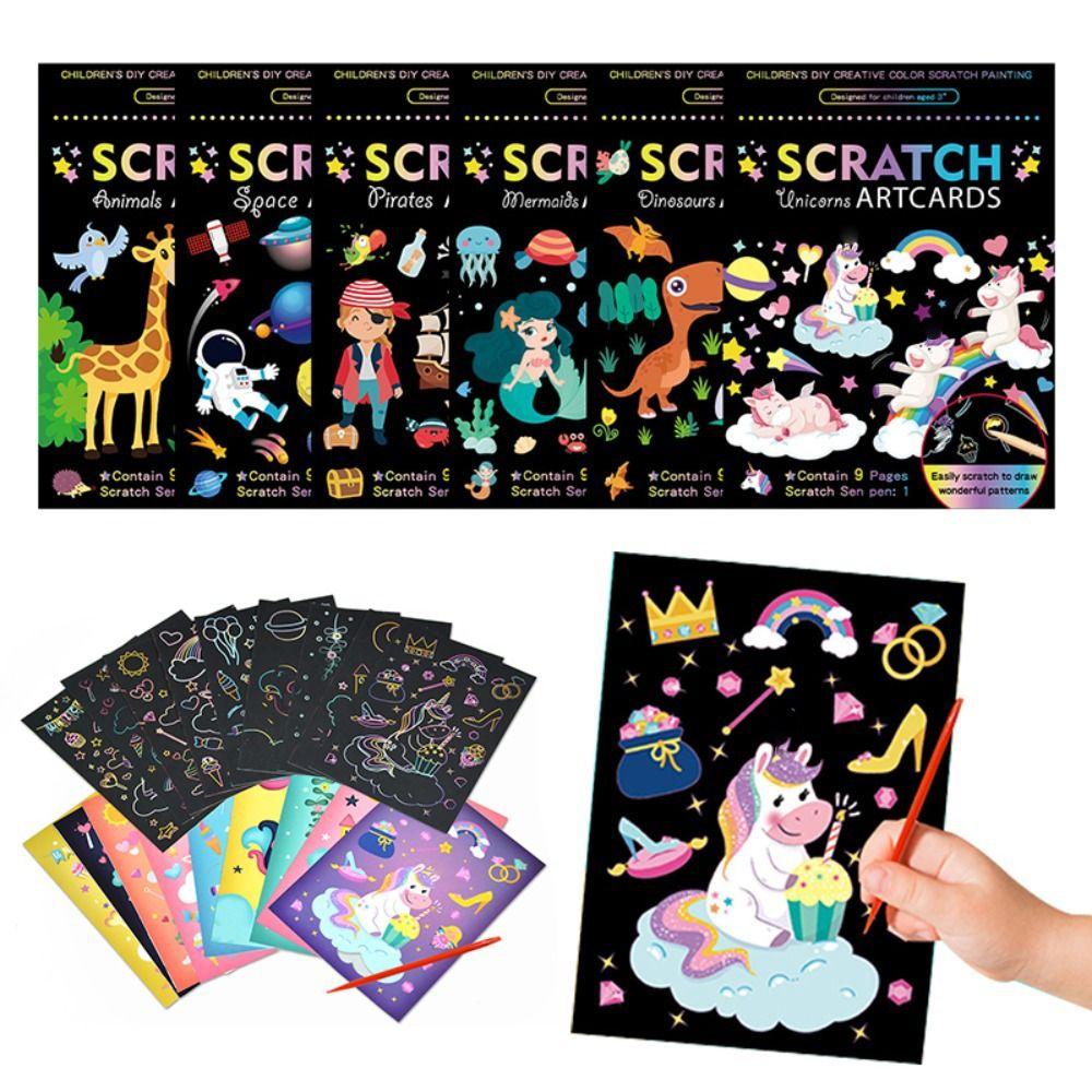 Art Painting Paper Scratch Art Painting Paper Card Kit Dinosaur Drawing Board Scratching Card Paper