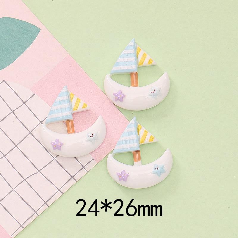 

10 шт. Новые смоляные мультяшные морские звезды, ракушки, крабы, парусники, океанская серия, плоские задние части, декоративные аксессуары для бантов для волос