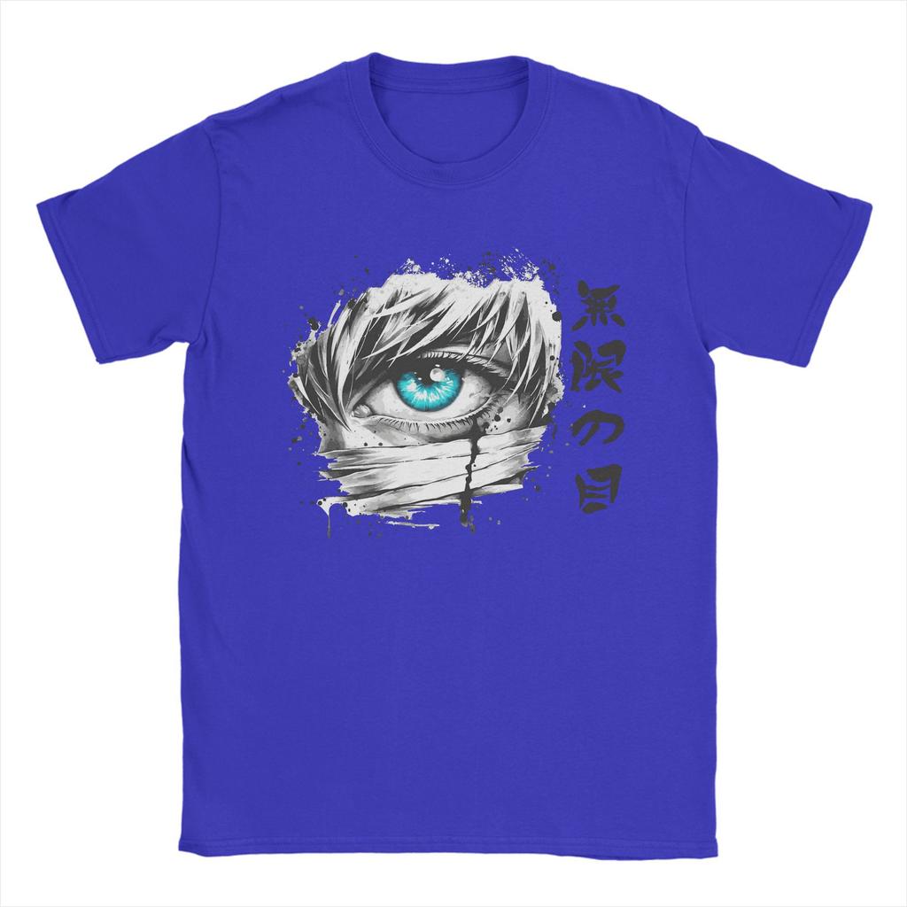 Men T-Shirts Gojo Satoru Jujutsu Kaisen Limitless Eye Vintage 100% Cotton Tee Shirt Short Sleeve T Shirt Tops Graphic Printed