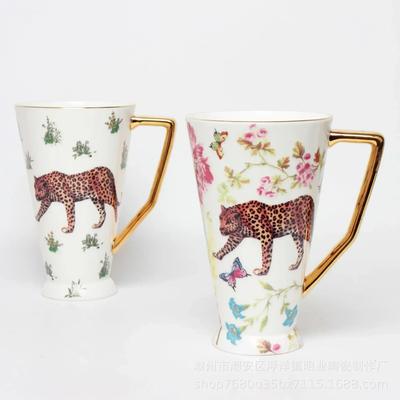 European Style Water Cup Bone China Cup Mug Large Capacity Jungle Leopard Ceramic Household Coffee Tea Cups Coffee Mug