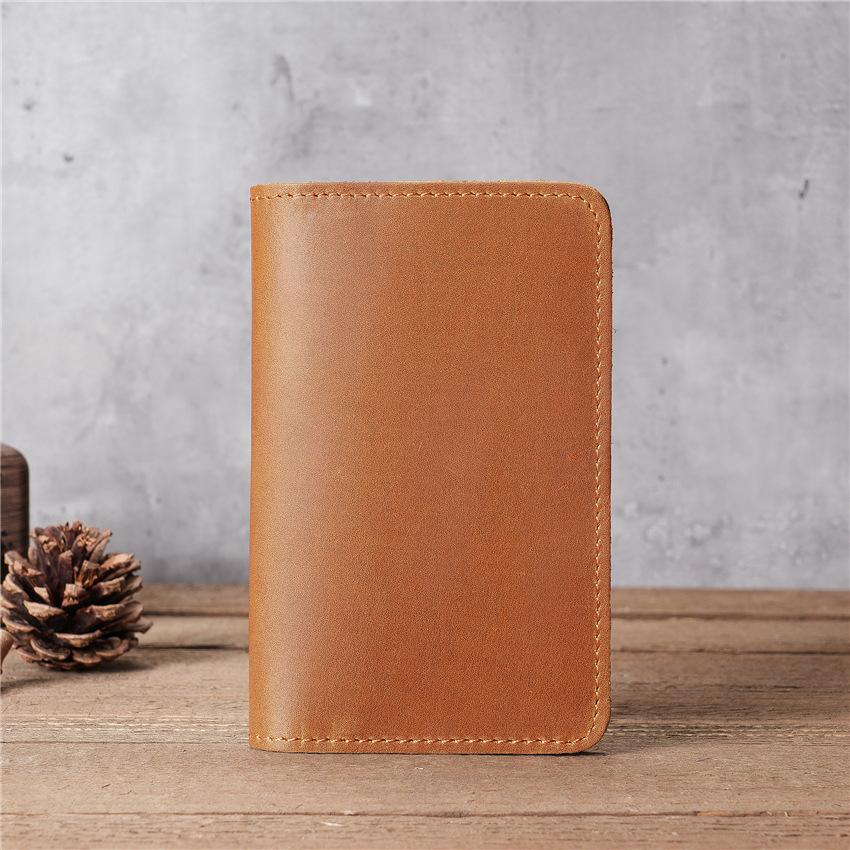 

Мужской бумажник-бифолд из натуральной кожи с держателем для чековой книжки, длинные отделения для купюр для мужчин коричневый