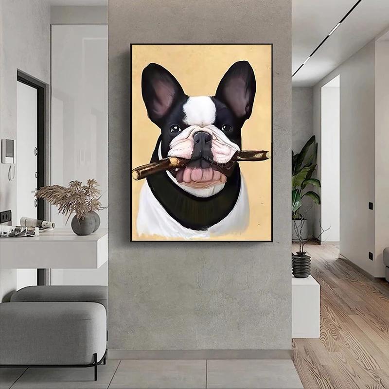 Bedroom Decor Funny Abstract Animals Canvas Pictures On Wall Modern Pug Dog Art Posters and Prints Room Decor No Frame