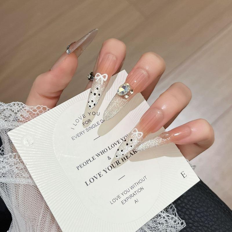 Cat's Eye Wearing Nail Pure Hand-made Nail Piece Fake Nail Wearing Nail Piece Advanced Sense Thin Dog Long