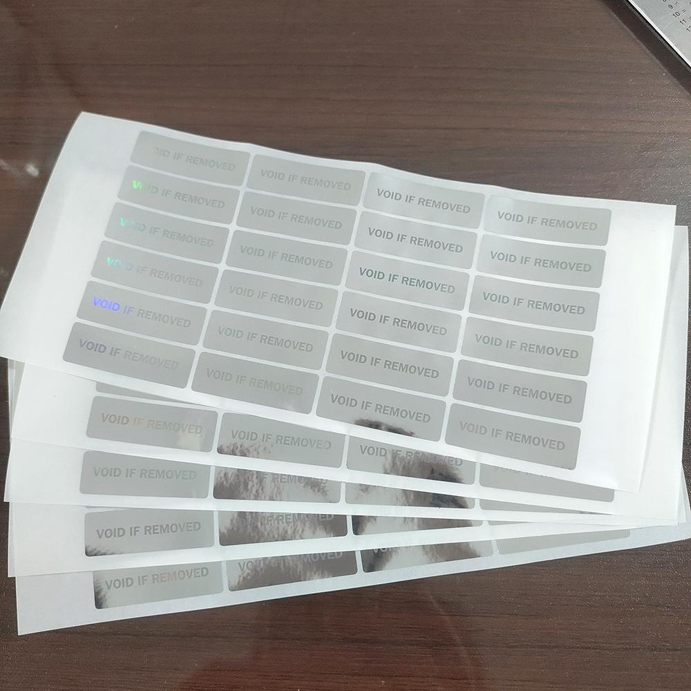 100 Stück 33x11mm VOID If Removed Silber Hologramm Sicherheitssiegel Manipulationssicheres Etikett Entfernungsnachweis Fälschungssicherer Stempel