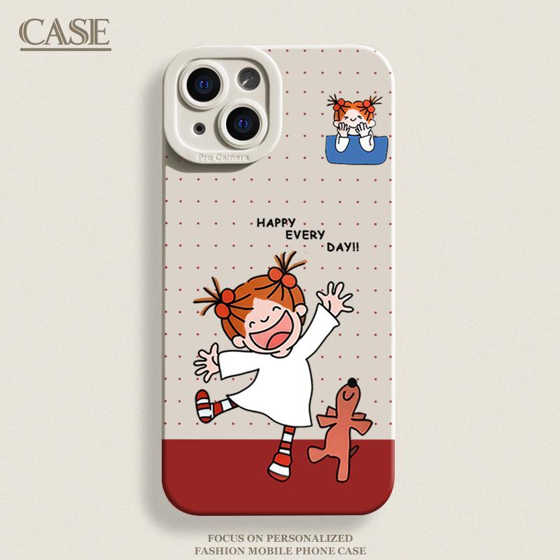 

Happy girl applies to apple 17 mobile phone case iphone16 new pro cute cartoon max woman apple 17 pro max