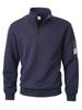 European & American Men's Quilted Knit Pullover: Casual Waffle Check Jacquard Zipper Stand Collar Hoodie