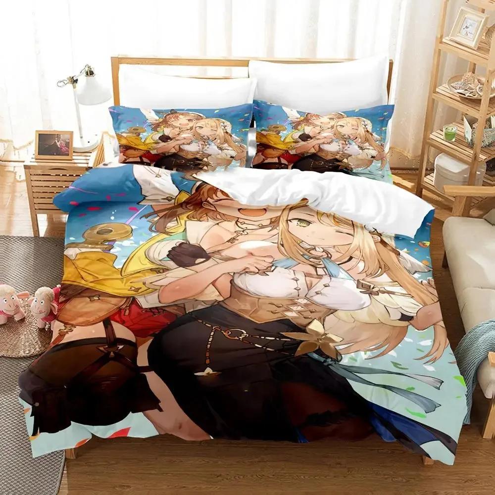 Anime Atelier Ryza Bedding Set Duvet Cover Bed Set Quilt Cover Pillowcase Comforter King Queen Size Boys Adult Bedding Set