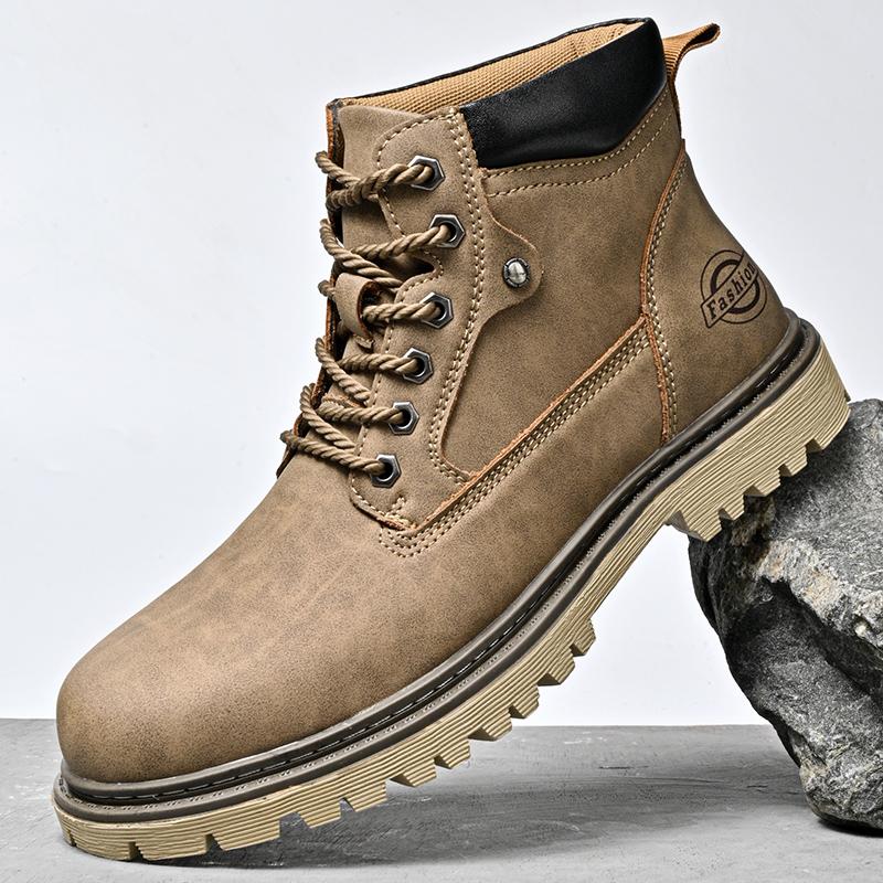 Herbst/Winter Leder Freizeitschuhe Herren Arbeitskleidung Britischer Stil Herrenstiefel Mid Top Herrenstiefel