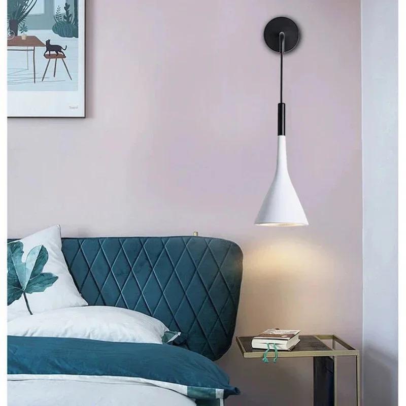 Modern Bedroom Bedside Wall Lights Gray White Black Aluminium Wall Sconces LED E27 Wall Lamp Indoor Living Room Illuminaire