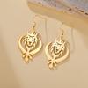 LIKGREAT Lion King Crown Dangle Earrings Sikh Khanda Punjabi Symbol Stainless Steel Jewelry Vintage Gift For Women