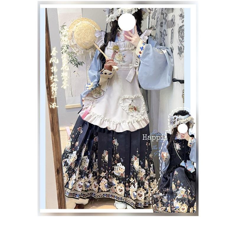 Women s Ming Dynasty Hanfu Set, Pipa Sleeve Lolita Overdress Han Element Traditional Chinese Costume Outfit L бежевый