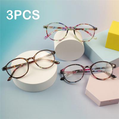 3PCS Retro Round Plastic Reading Glasses Vintage Women Reading Eyewear Presbyopia Hyperopia Eyeglasses