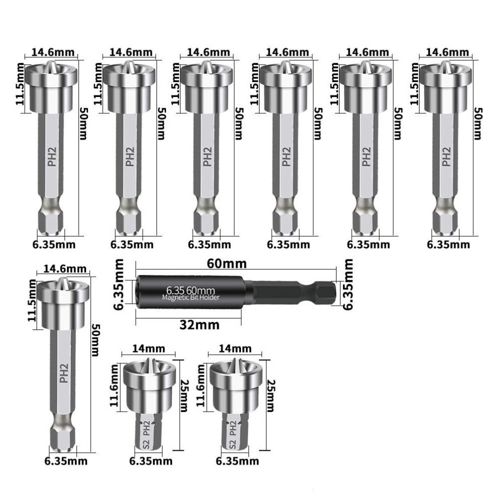 10pcs/set Magnetic Positioning Screwdriver Bits Hex Shank Drill Bit Locating Batch Head  Furniture