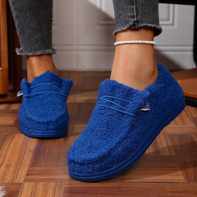 Large Size Casual Suede Light Mouth Round Head Single Shoes Autumn and Winter New Short Plush Flat Cotton Shoes Women