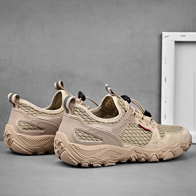 Men's Soft Hiking Shoes Summer Breathable Mesh Sneakers Light Black Hike Footwear Walking Outdoor Climbing Shoes