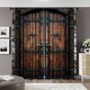 2 Stück   Frühling Sommer Vorhänge Vintage Eisen Holztür Druck Lichtdurchlässige Deko-Vorhänge Vielseitiger Stoff Dekorationen Innen