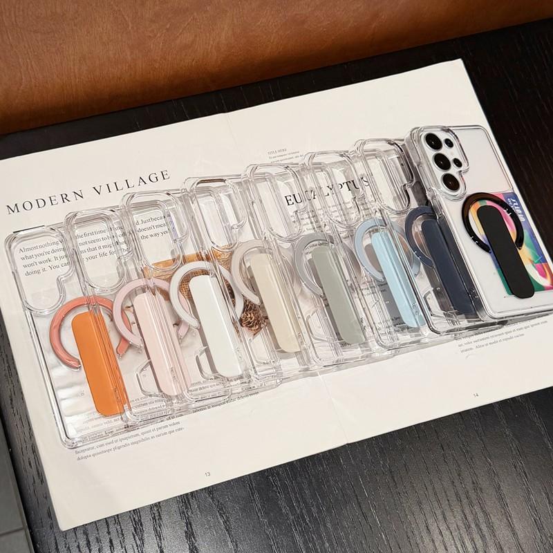 Phone Case With Stand S26 Ultra S25 Magnetic Clear PC Protective Cover Anti-drop Heat Dissipation Anti-scratch