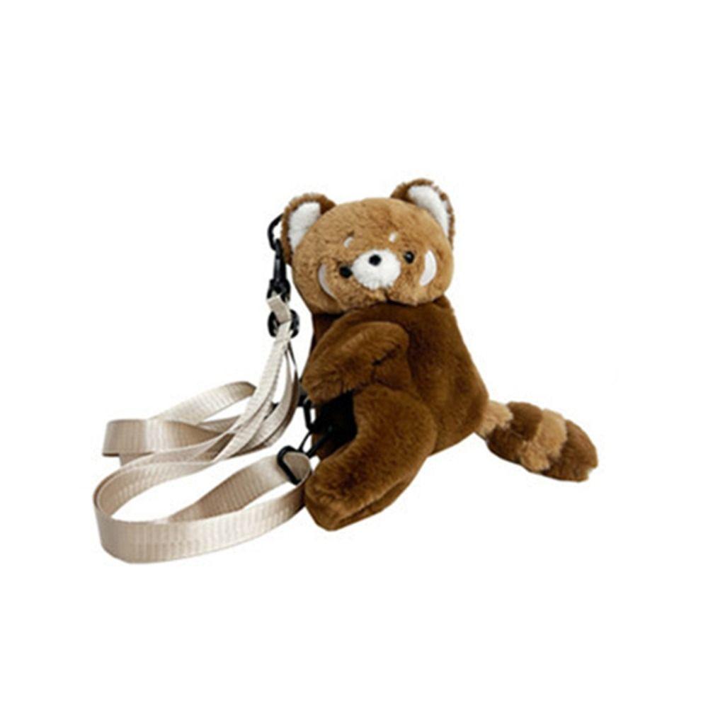 Plush Toy Raccoon Doll Crossbody Bag Doll Animal Shoulder Bag Soft Children School Bag Outdoor