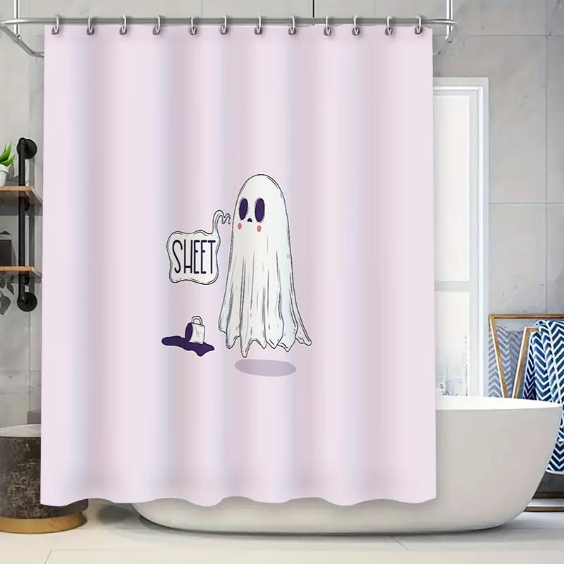 

Spooky Ghost Shower Curtain Halloween Bathroom Decor Horror Movie Themed Backdrop Washable Waterproof Home Textile W60H190(CM)-1 Pcs