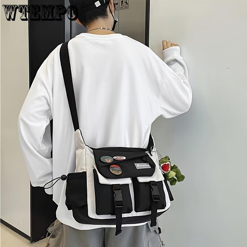 Casual Crossbody Bag, Large Capacity Nylon Shoulder Bag With Adjustable Strap For Outdoor, Trendy Streetwear Style Messenger Bag