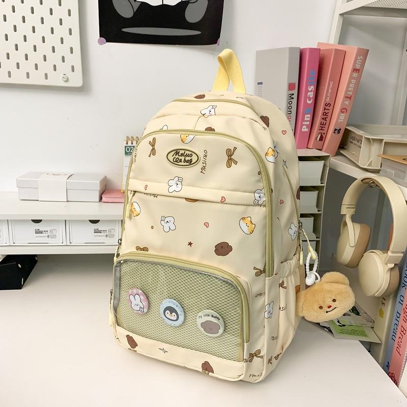 Schoolbag High-value schoolbag Female college student Cute transparent pain bag Large capacity computer backpack Versatile junior high school backpack