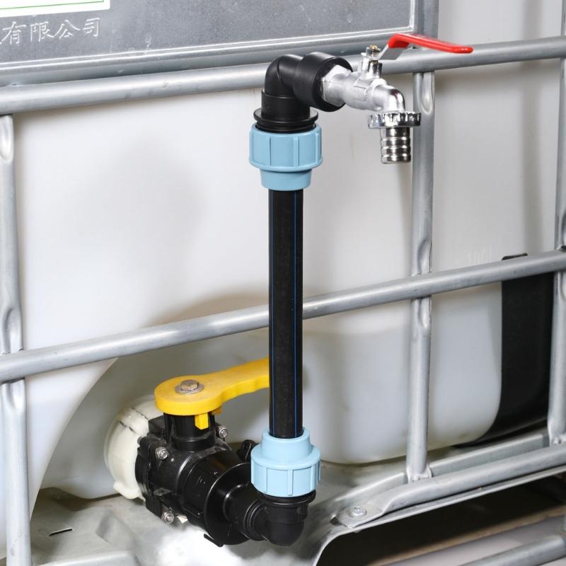 Schwanenhals IBC Tankadapter mit Auslassventilen IBC Fässer Verbinder Hausgärten Bewässerung Wasserverbinder Langlebig