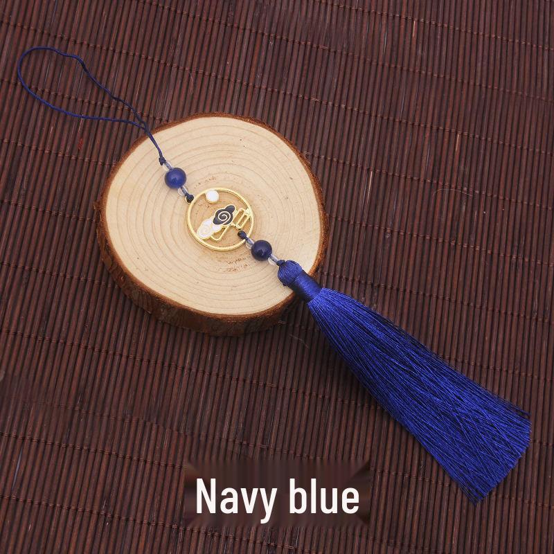 Colorful Clouds Chasing the Moon Tassel Pendant for Hanfu Qipao - 12CM Fan Lantern Jade Lapel Accessory