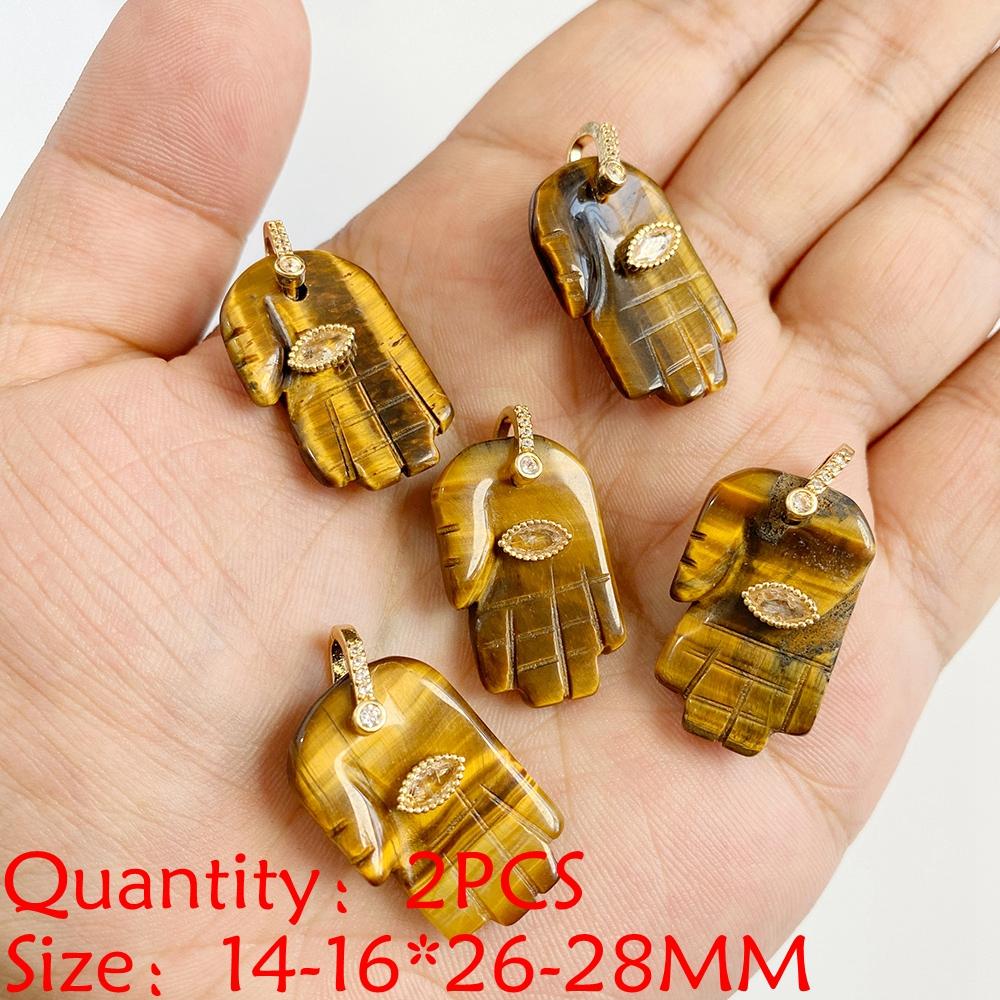 2PCS Natural Yellow Tiger Eye Stone Pendant Heart Star Drop Shape Symbolizing bravery and wealth protection Amulet Healing Charm