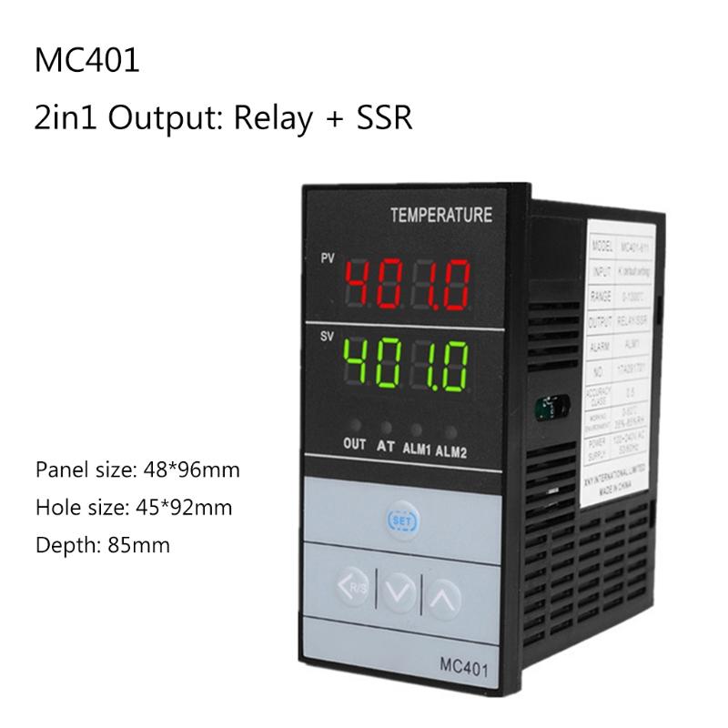 SSR Output PID Thermostat Temperature Controller ℃/℉ Fit for Universal Thermocouple Pt100 RTD Waterproof MC401 85-265VAC