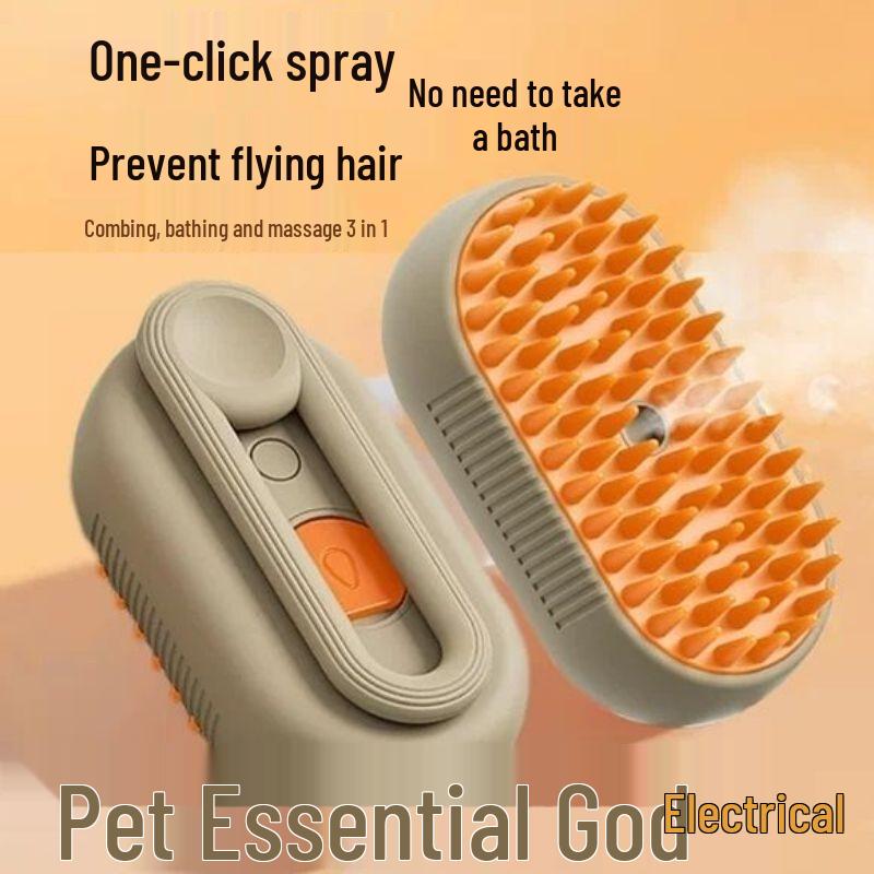 

Rotatable Pet Massage Comb: No-Rinse Bath, Deshedding, One-Key Spray, Loose Hair Removal Brush. Random Color
