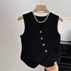 Women'S Winter Sleeveless Top Single Breasted French V-Neck Cardigan Vest