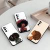 Cartoon Black Girl A-Afro Phone Case Black Silicone Soft For Samsung S25,S24,S21,S22,S23,S30,Ultra,S20,Plus,Fe,Lite