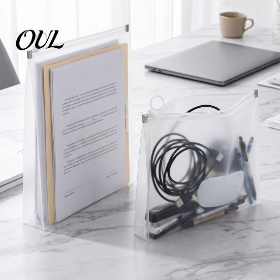 Protective Case for Office Supplies 3D Zipper Document Pouch, Transparent PP Matte Envelope File Folder, Portable Storage Home And Durable Organizer