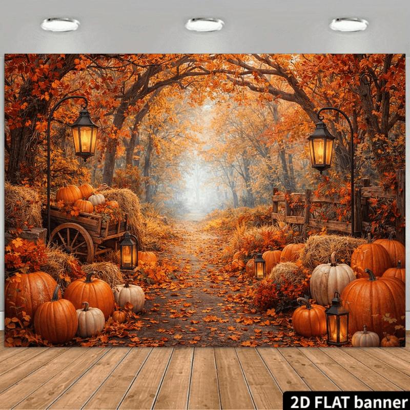 2D flat banner 1 piece - Autumn Harvest Theme Background Fabric - The central part of the picture showszyc