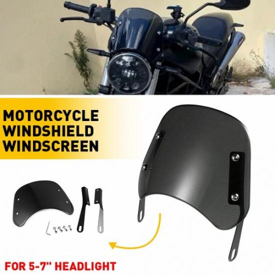 Motorcycle Headlight Windshield Windscreen Universal For 5  Round -7   Headlight