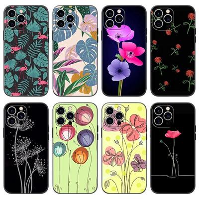Einfache Blumen Handyhülle für iPhone Samsung Galaxy Redmi Xiaomi Oppo OnePlus Note SA 7 8 9 10 11 12 13 14 20 21 22 23 53 54 Pro Max Ultra TPU Soft