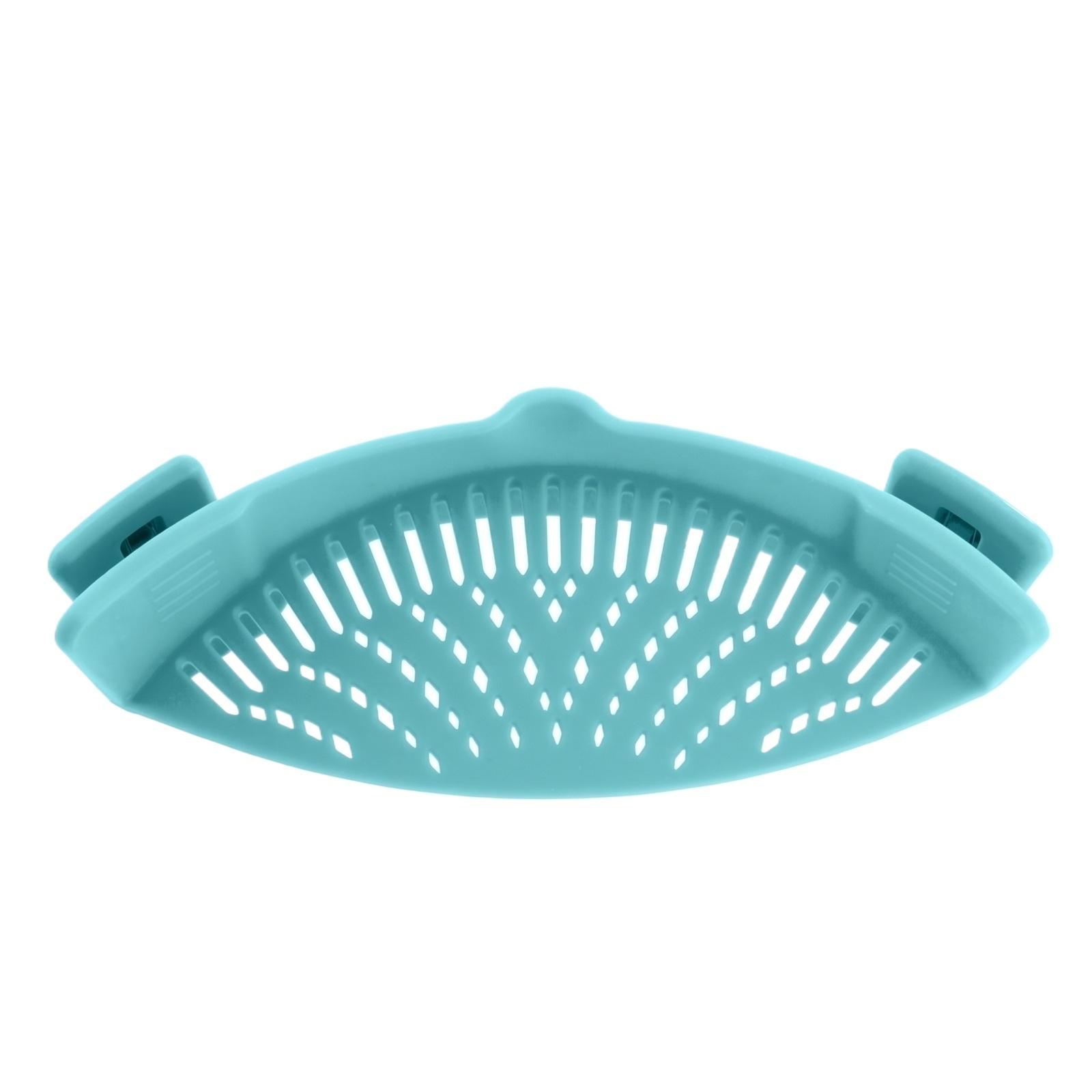 

Over-the-Pot Strainer Clip-on Kitchen Colander for Draining Pasta Vegetables Fruits with Anti-Spill Design and Heat-Resistant Handles One Size