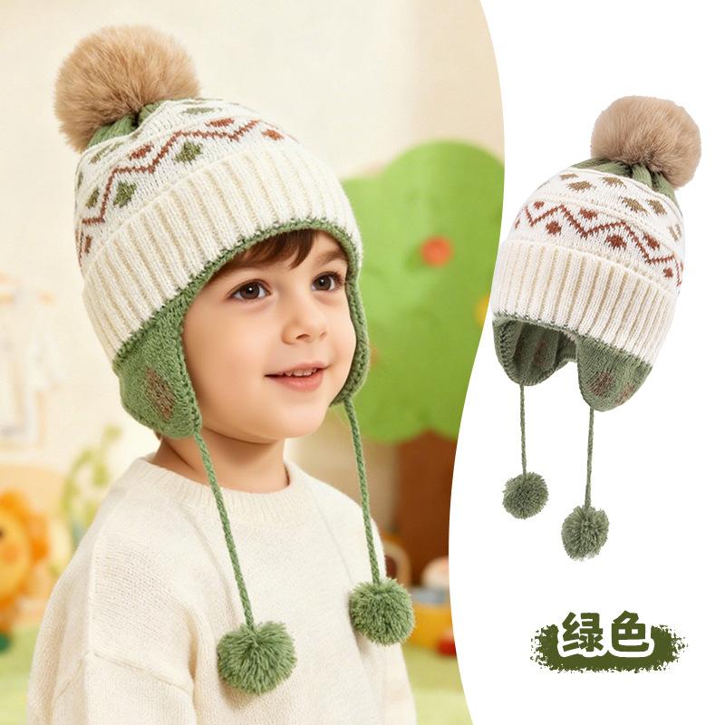 Autumn and Winter Children's Knitted Hats Boys and Girls Winter Wool Ear Caps Warm Casual Cold Wool Caps