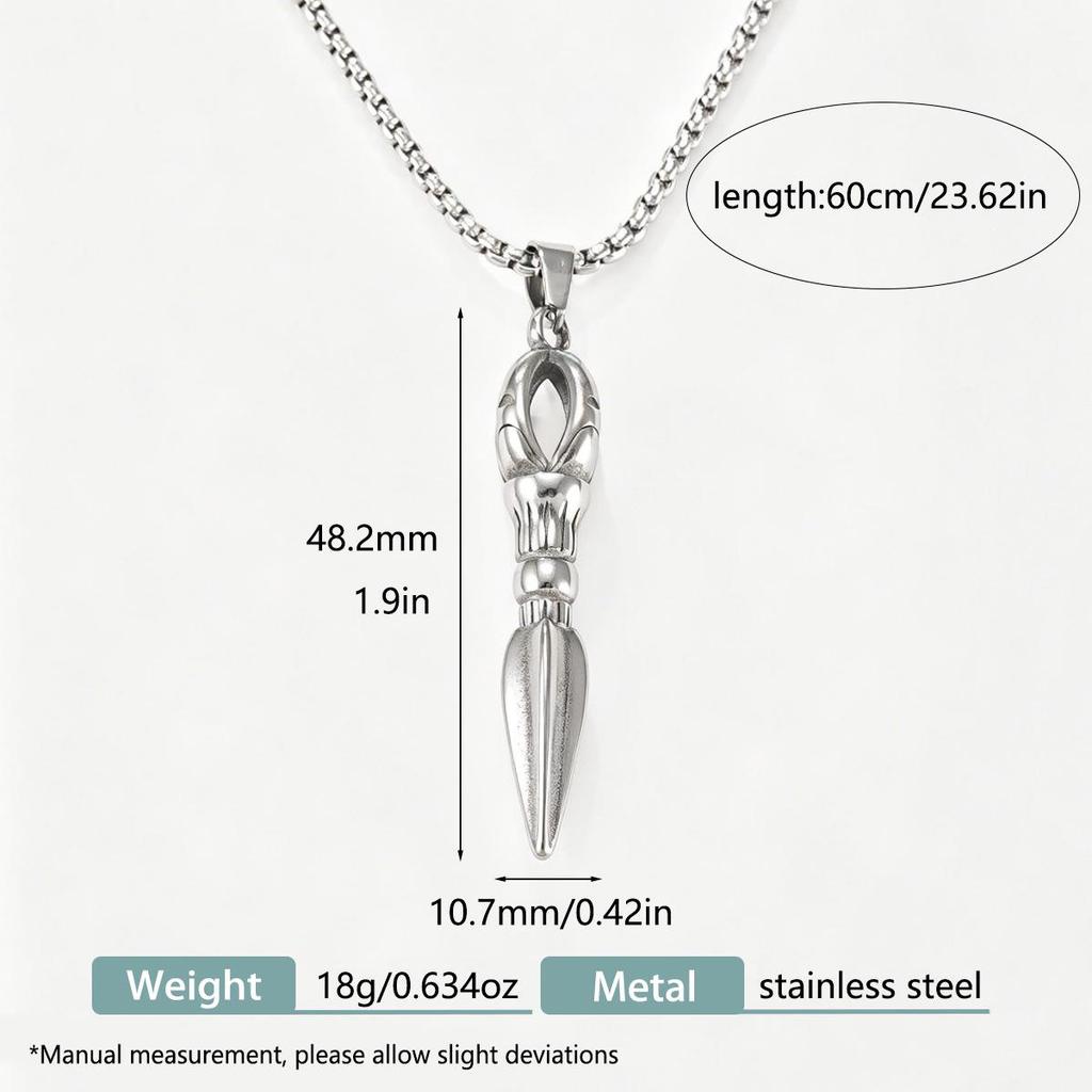 Vajra Stainless Steel Men's Necklace Pendant - Colorfast, Retro, Personalized, Trendy European & American Style Jewelry, Sweater Chain.