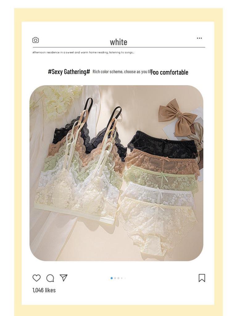 French Lace Push-Up Bra for Small Busts - Sexy, No-Gap Ultra-Thin Triangle Cup