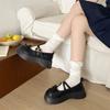 Black Retro High-end Platform Small Leather Shoes Women's 2025 New Summer French with Skirt Shallow Mouth Mary Jane Shoes