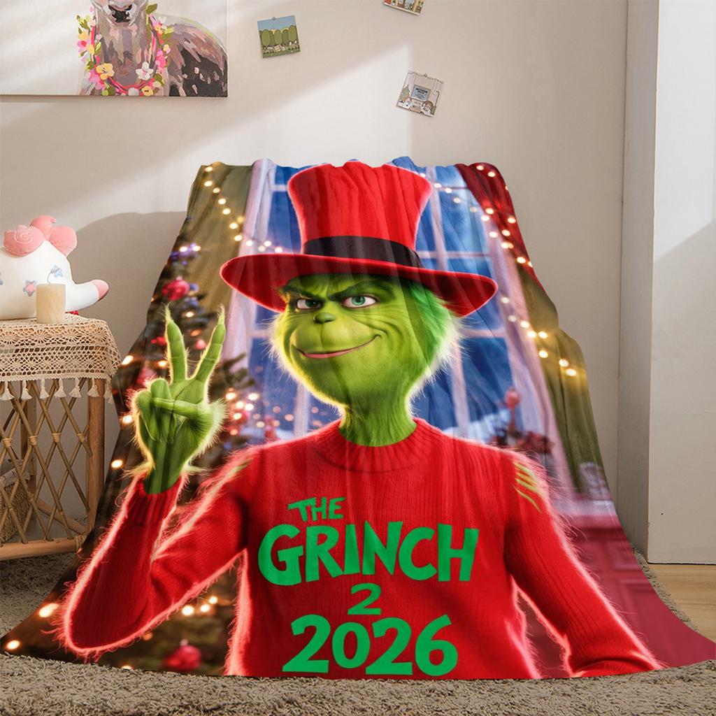 Christmas Gift Comedy Movie How the Grinch Stole Christmas Blanket Home Warming, Four Season Bed Decoration Sofa Cover Flannel Throwing Blanket K13