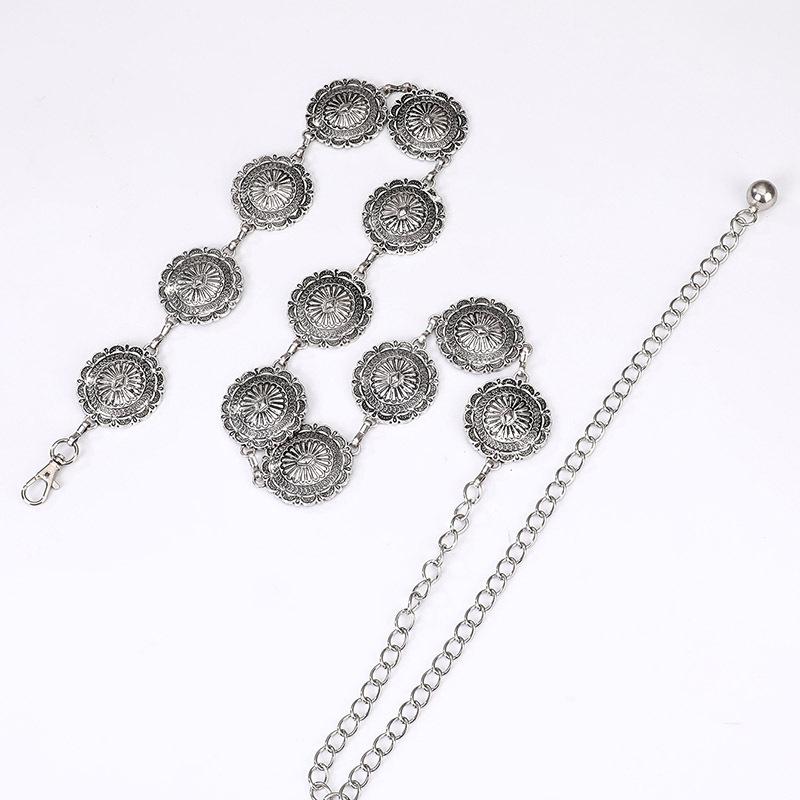 New Carved Retro Metal Women's Waist Chain Ancient Silver Bronze Western Style Embossed Alloy